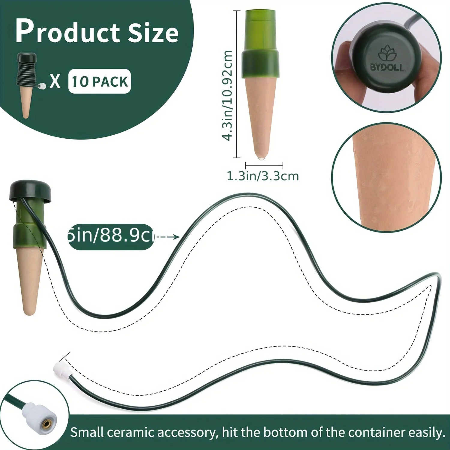 10pcs Automatic Plant Watering Stakes with Terracotta Spikes - Adjustable Drip Irrigation System for Indoor & Outdoor Plants, Houseplants, and Bonsai - Perfect for Vacation Care, Black Plastic Design, Self Watering Device for Plants